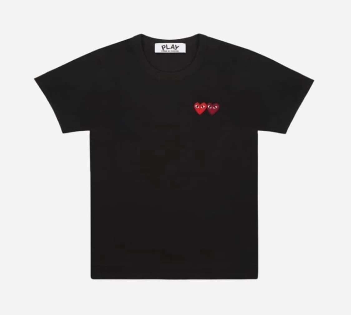 꼼데가르송 더블 하트 티셔츠 블랙 상품이미지1