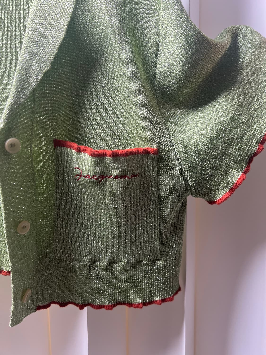 자쿠무스 반팔 니트 가디건 green 상품이미지5