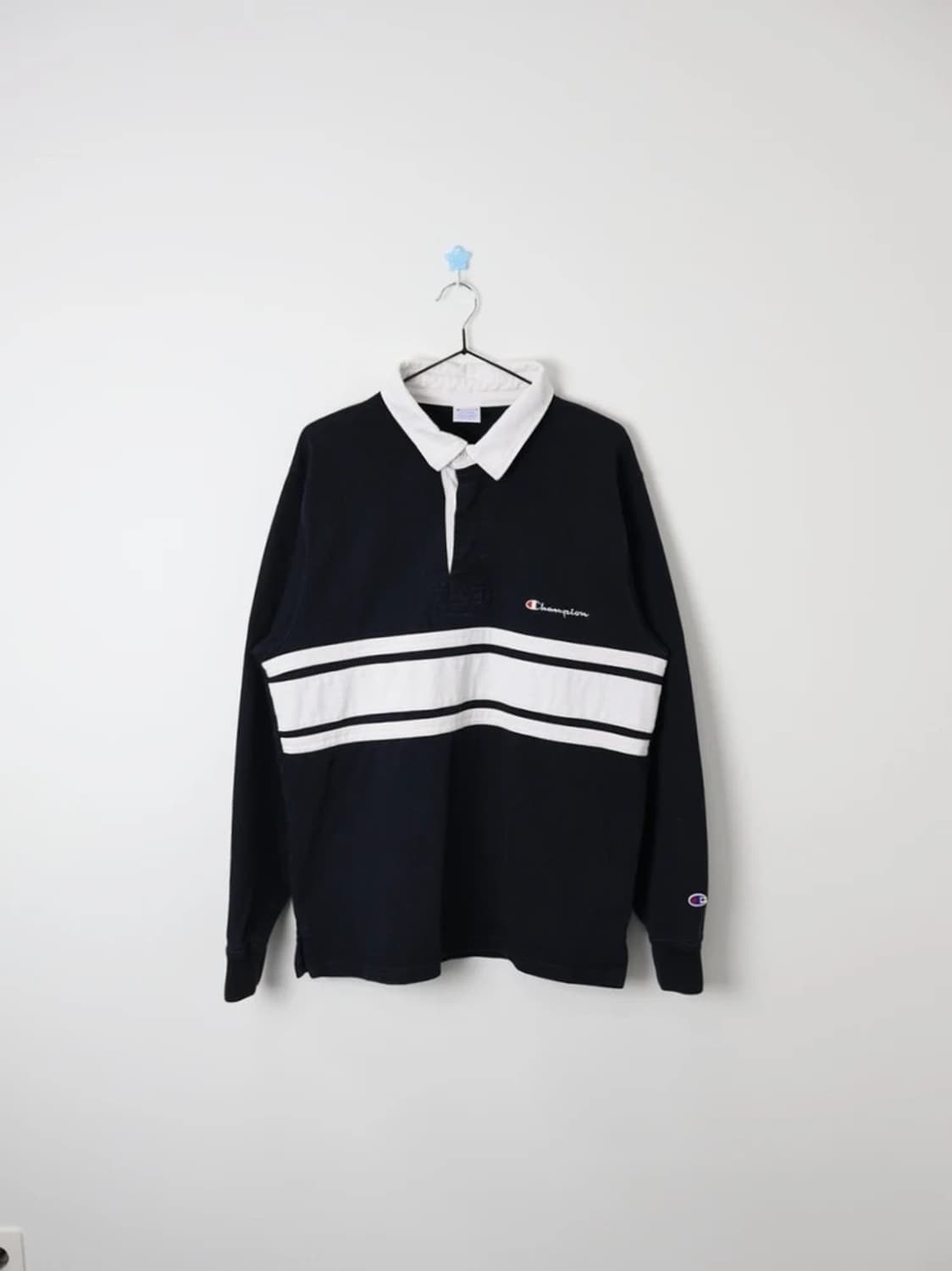 Champion Stripe Rugby Shirt Black White 상품이미지1