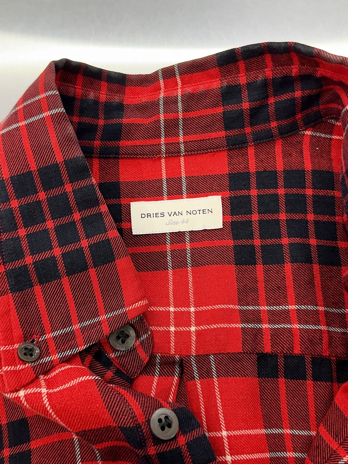 드리스 반 노튼 레드 체크 체스트 포켓 오버 셔츠 상품이미지7
