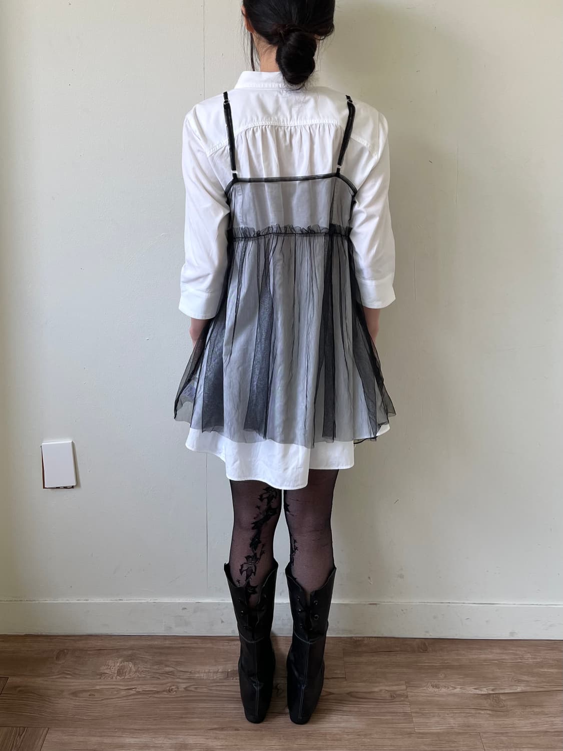 WHIRLWIND 블랙 시스루 레이어드 탑 상품이미지9