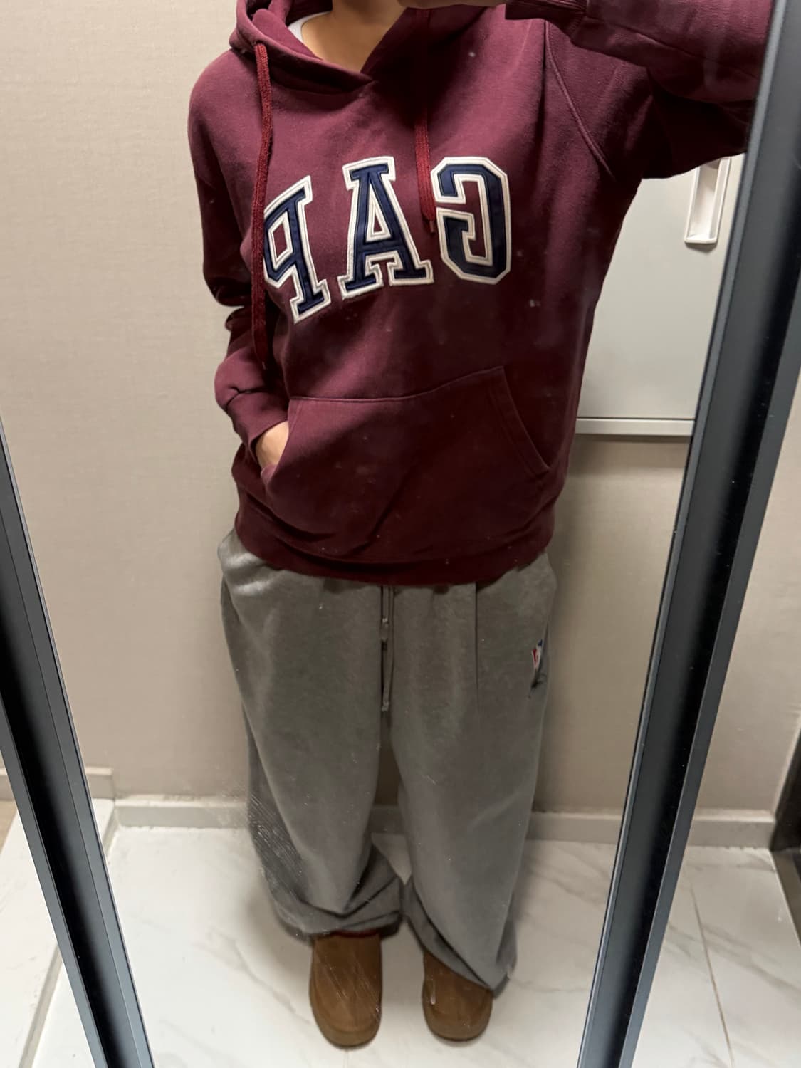 갭 버건디 후드티 L 상품이미지1
