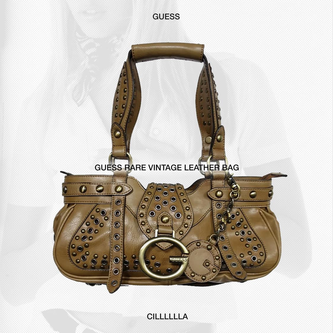 GUESS 게스 희귀 빈티지 아일렛 스터드 레더백 상품이미지1