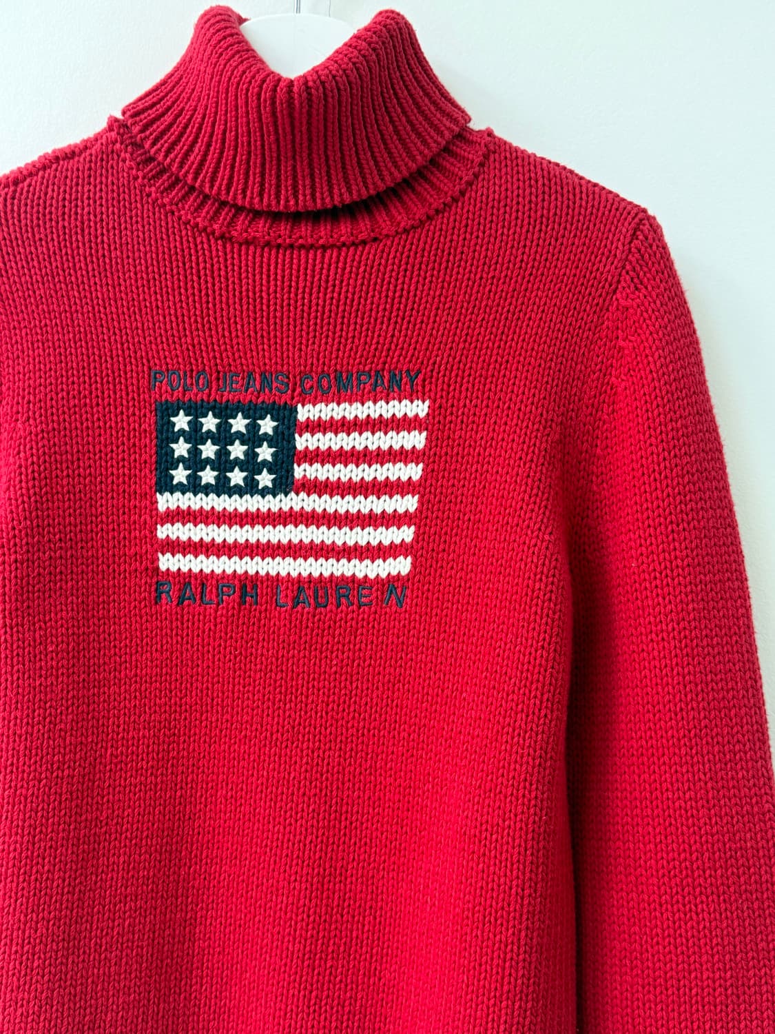 폴로진스 성조기 레드 터틀넥 코튼니트 상품이미지6