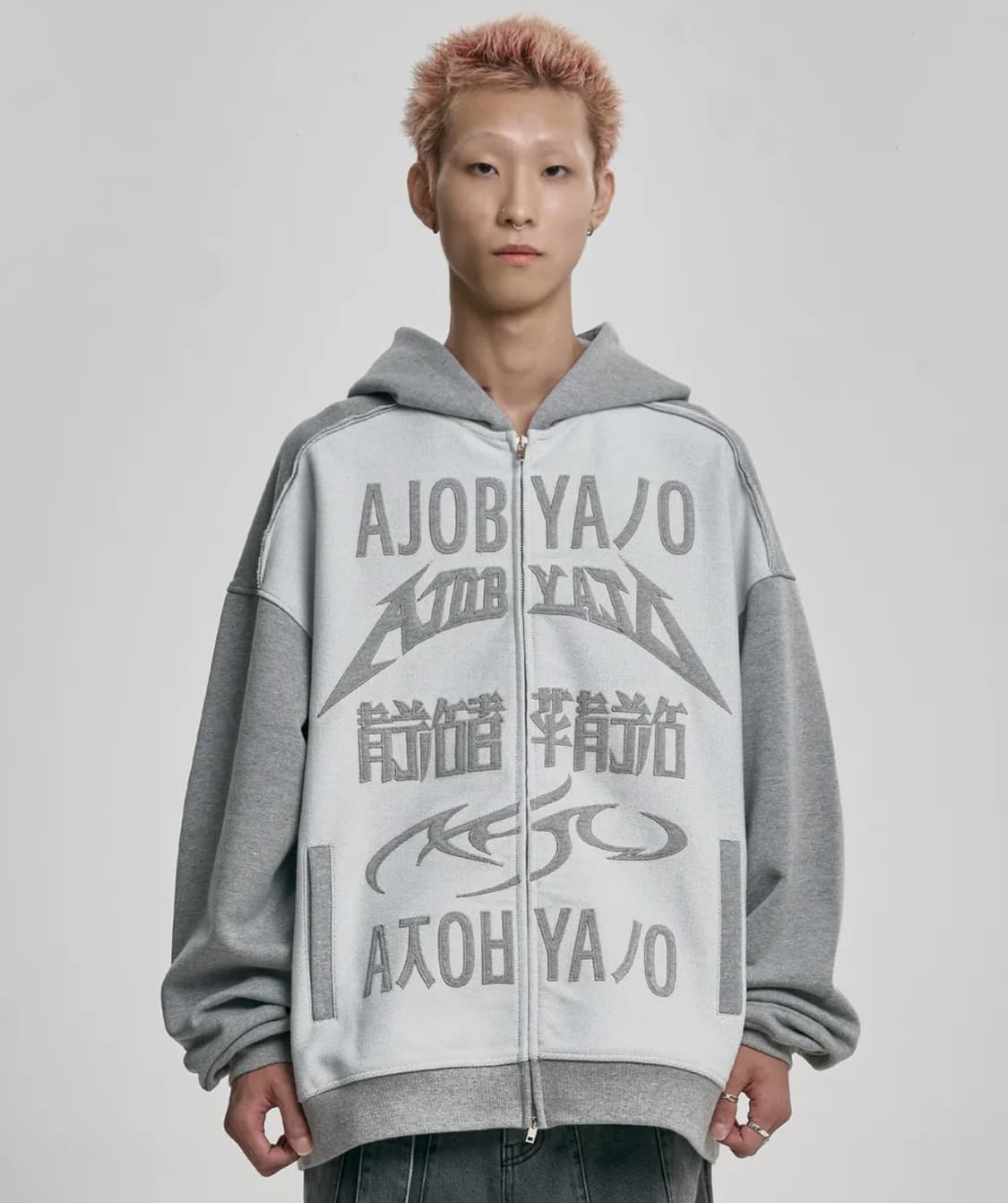 아조바이아조 로고 집업후디 그레이 라지 상품이미지1