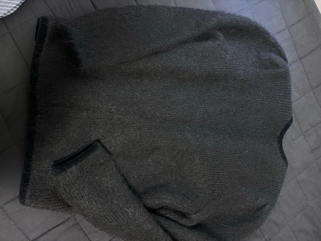 빈티지 에스닉 블랙 꽃 자수 울 니트가디건 자켓 상품이미지5