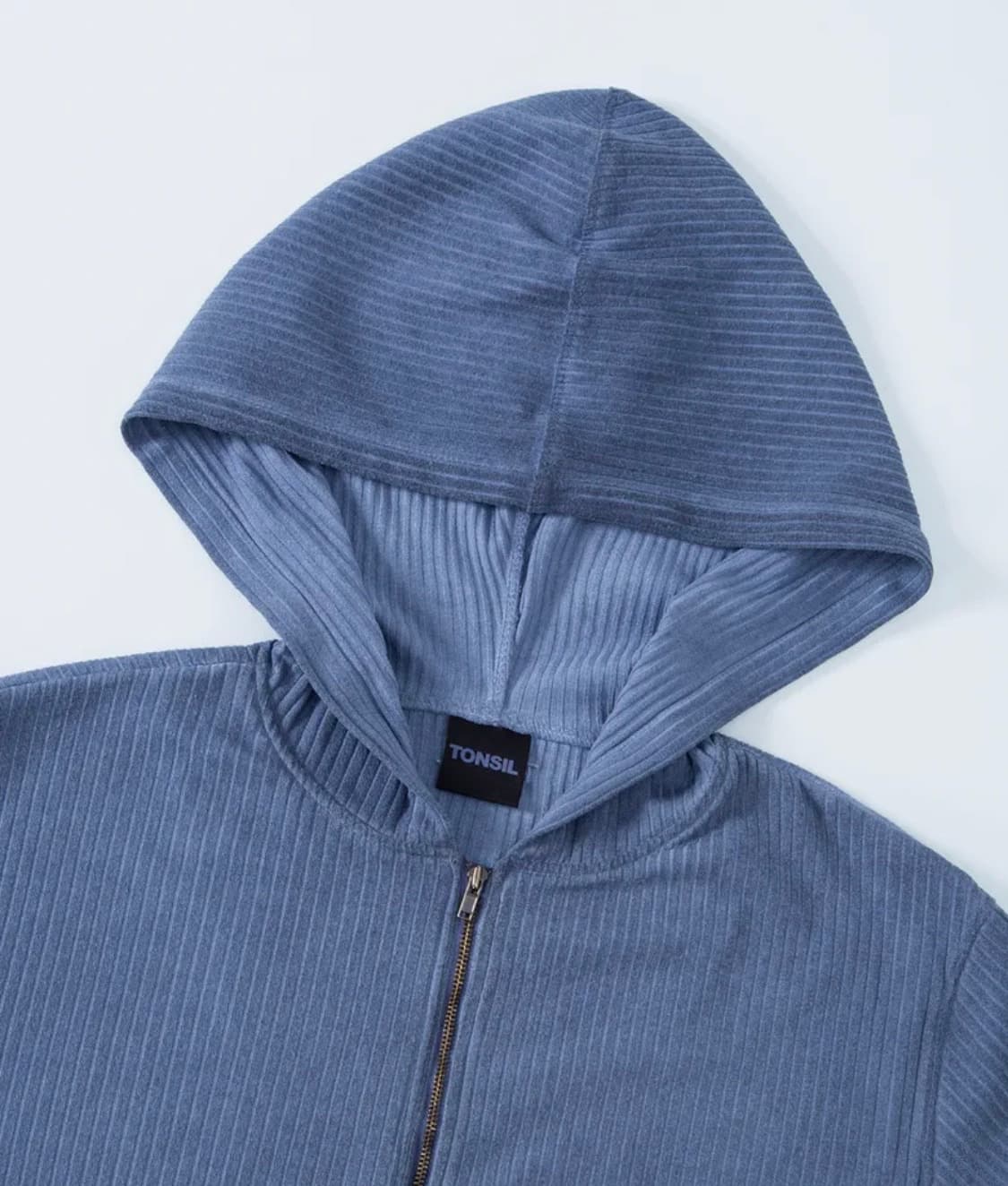 톤슬 더티 워싱 골지 집업 후드 블루 상품이미지5