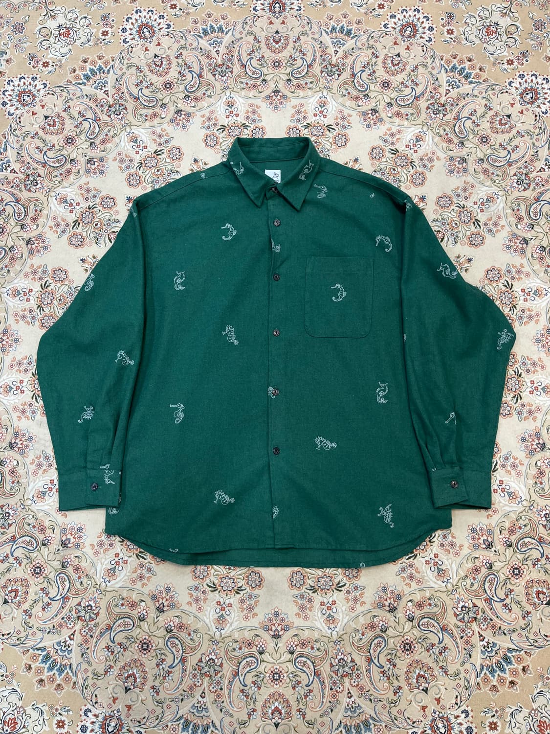 고 슬로우 카라반 해마 패턴 긴팔 셔츠 상품이미지1