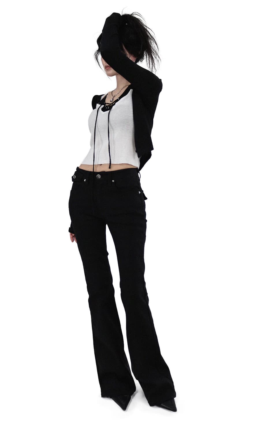 시크윈 버튼 로우라이즈 슬림 부츠컷 팬츠 bootcut pants 상품이미지1