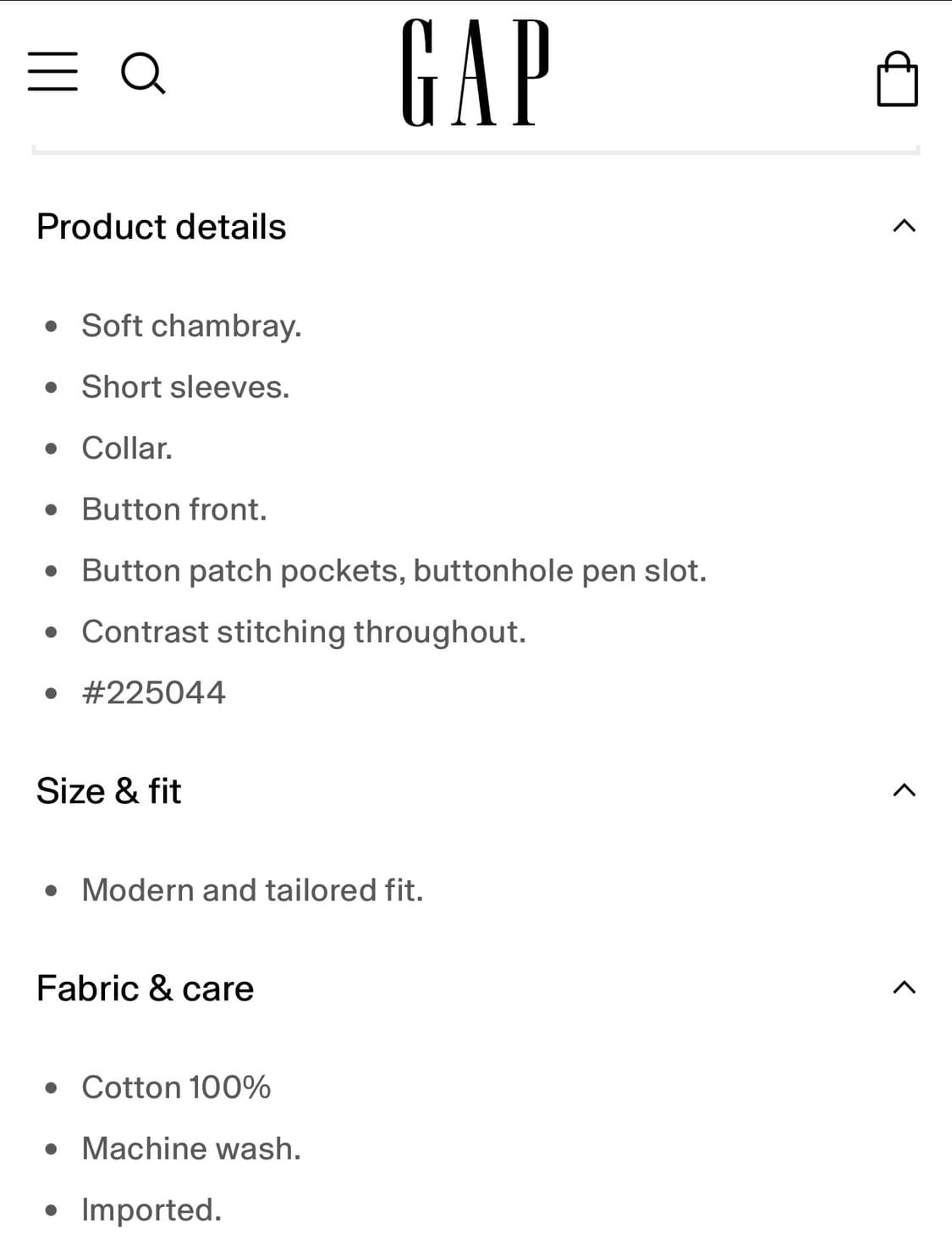 GAP 샴브레이 아이코닉 워커셔츠 (S) 상품이미지9