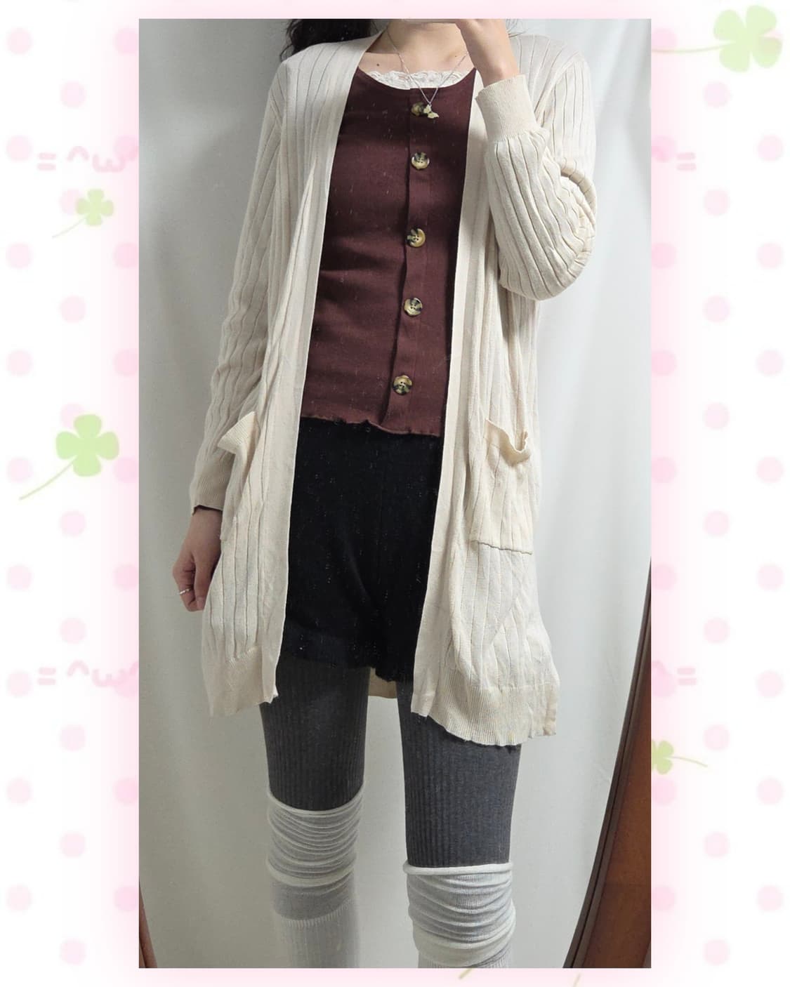 CINEMA CLUB 아이보리 면혼방 가디건 상품이미지1