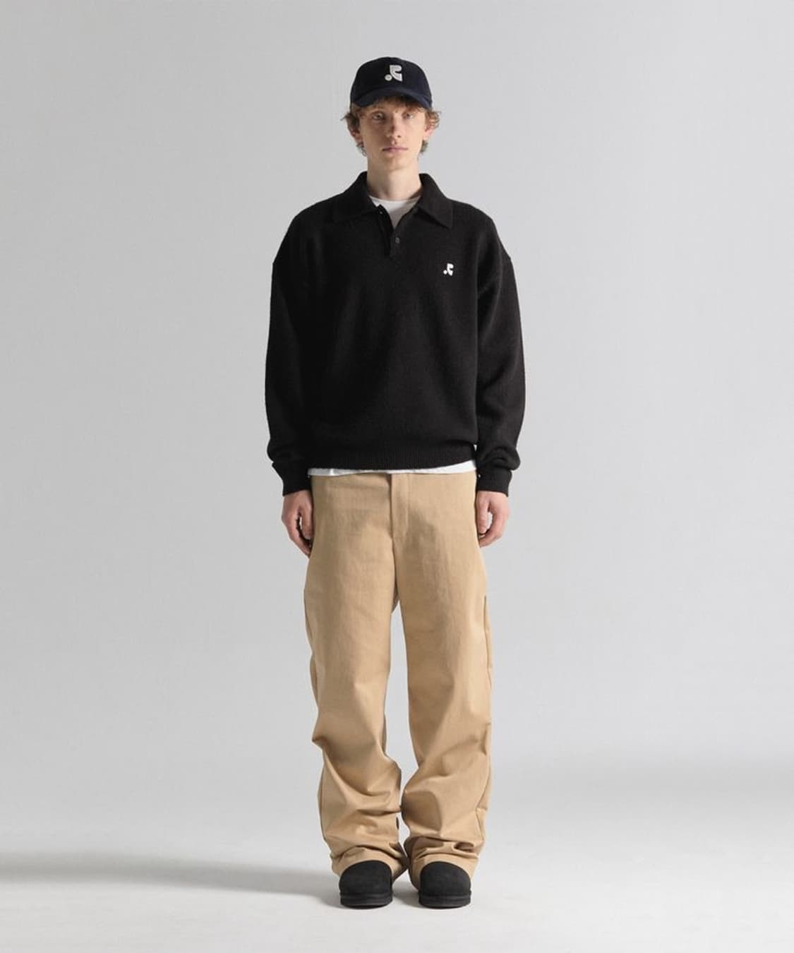 레스트앤레크레이션 오버사이즈 폴로 니트 탑 블랙 상품이미지1