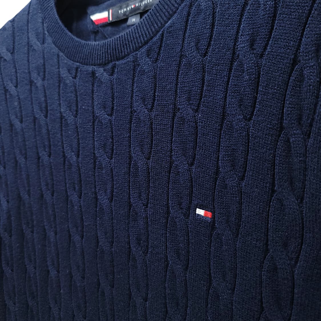 [M] 타미힐피거 네이비 오가닉코튼 케이블 니트 상품이미지5