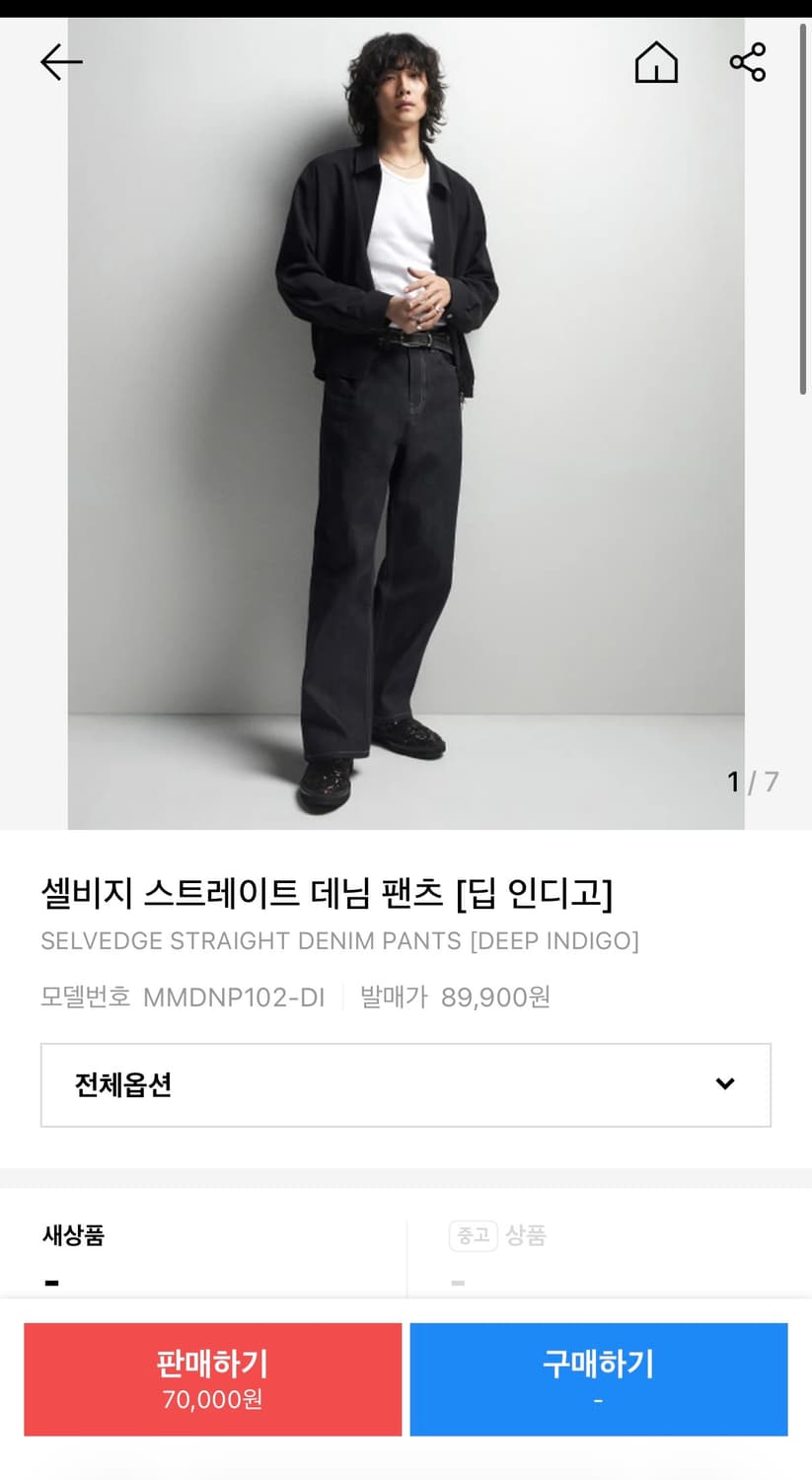 36in)무신사 셀비지 스트레이트 데님팬츠 인디고 상품이미지6