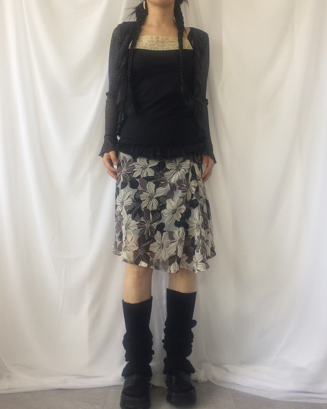 Glitter frill open mesh cardigan 상품이미지1