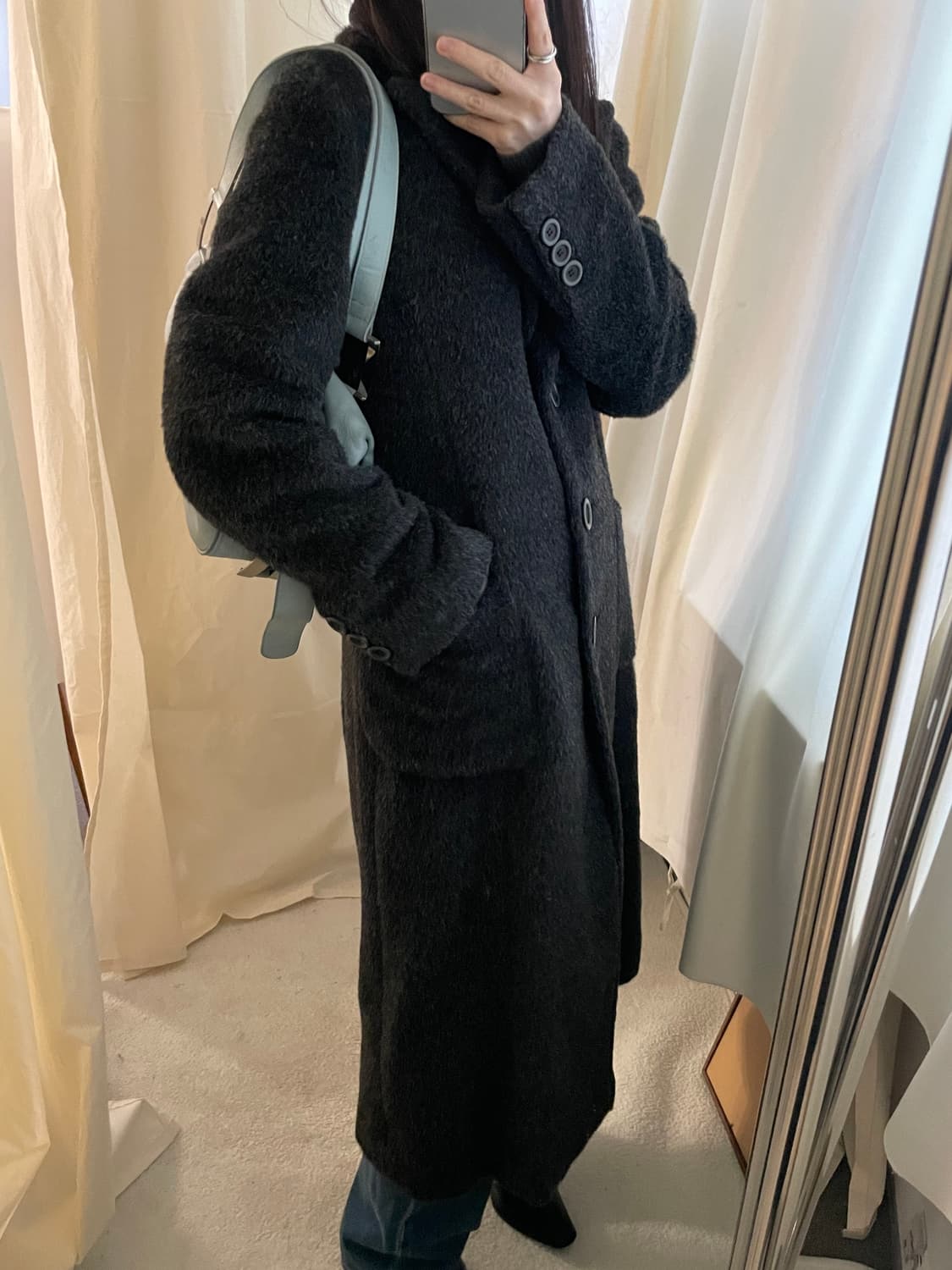 vintage hairy wool single long coat 상품이미지9