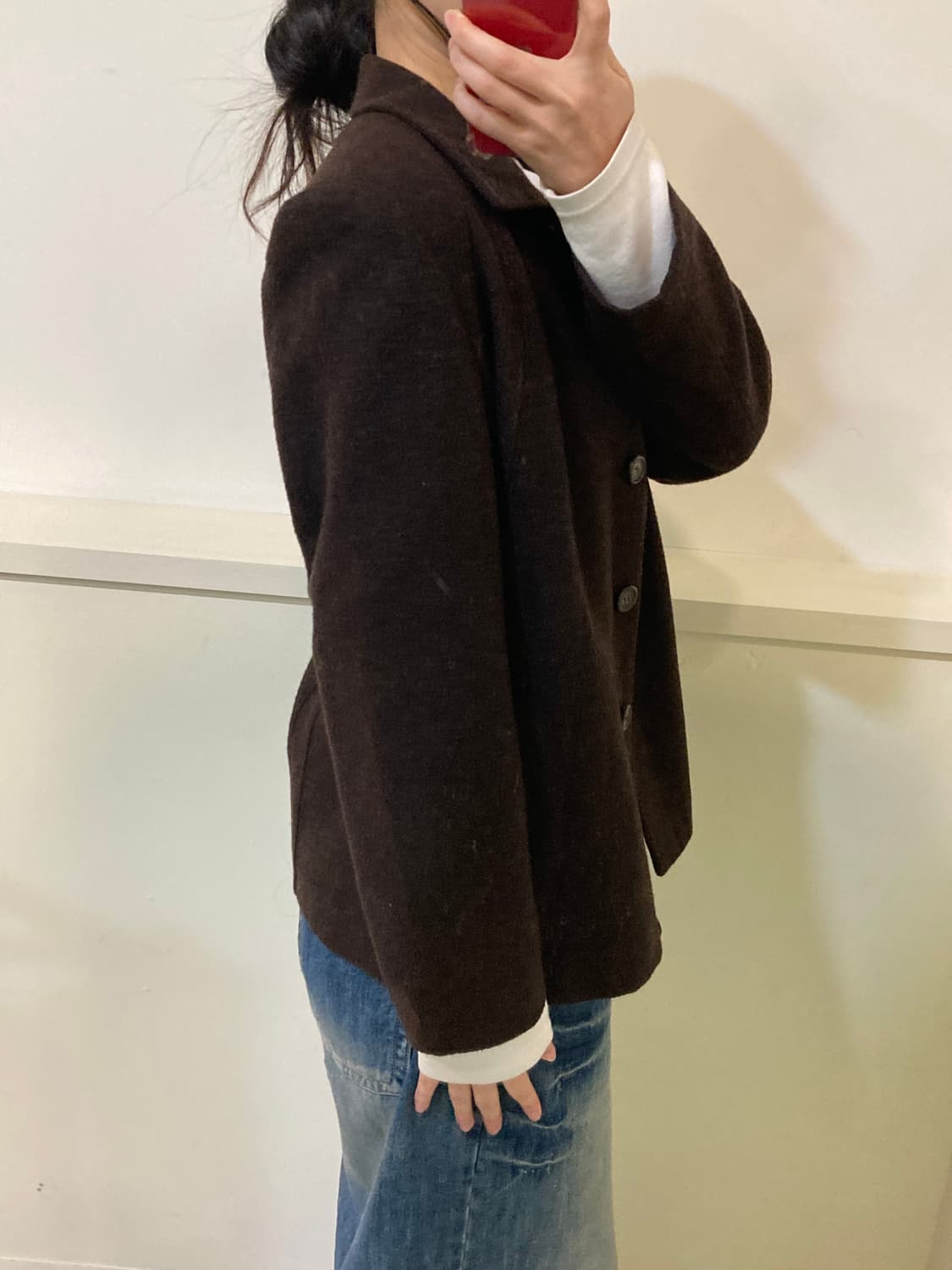 빈티지 브라운 숏 코트 상품이미지10