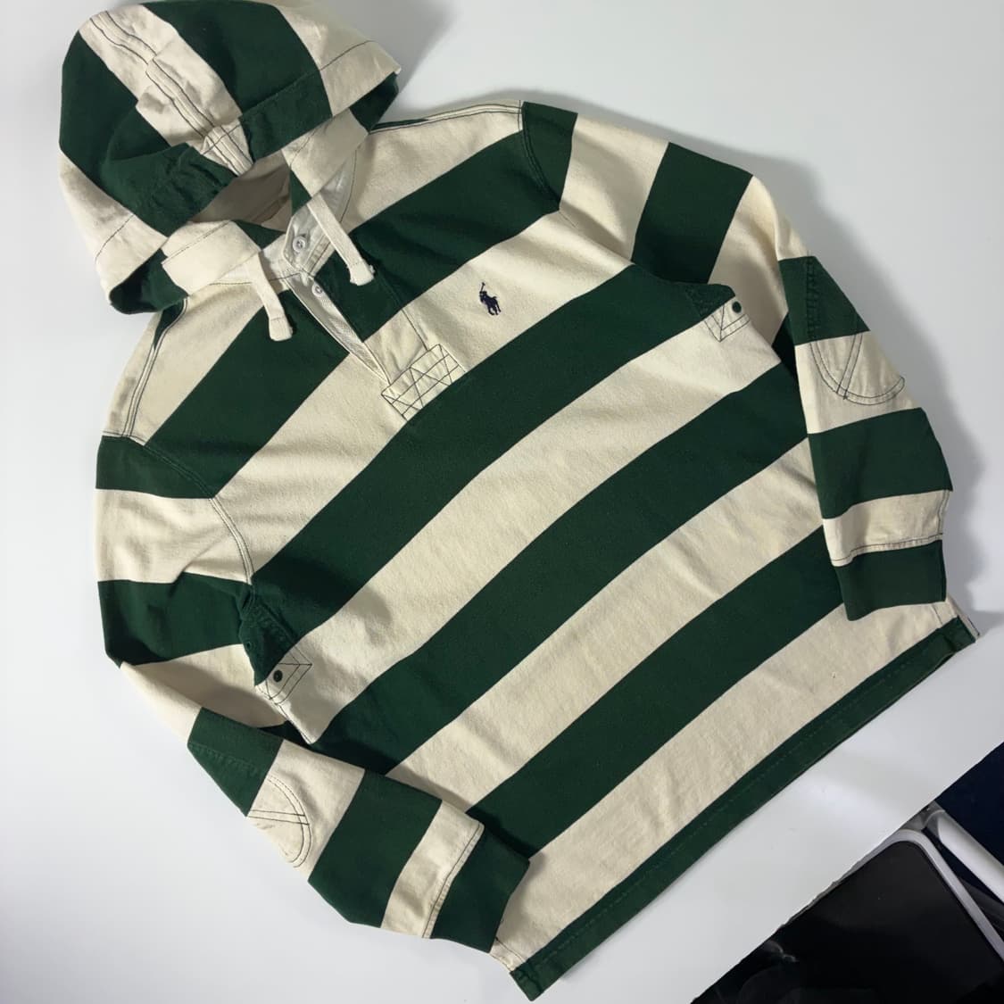 Polo  폴로 랄프로렌 자수 코튼 스트라이프 럭비 후드티  상품이미지2