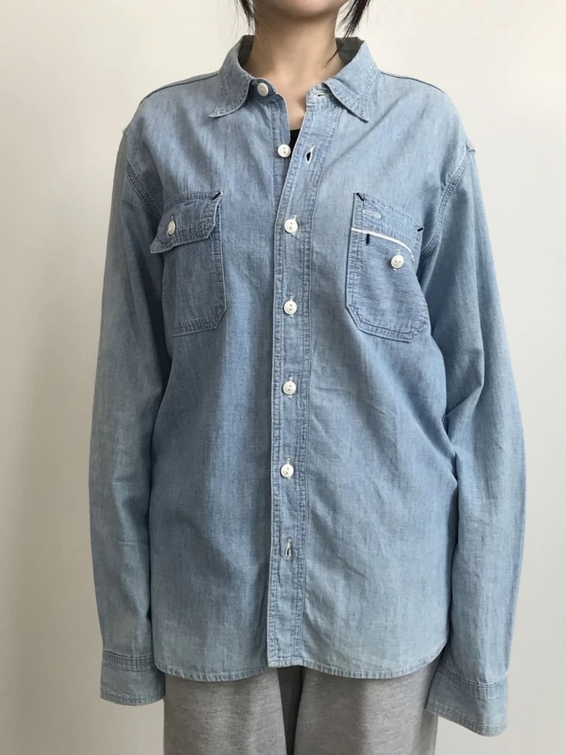 Beams Blend Light Denim Work Shirt 상품이미지3