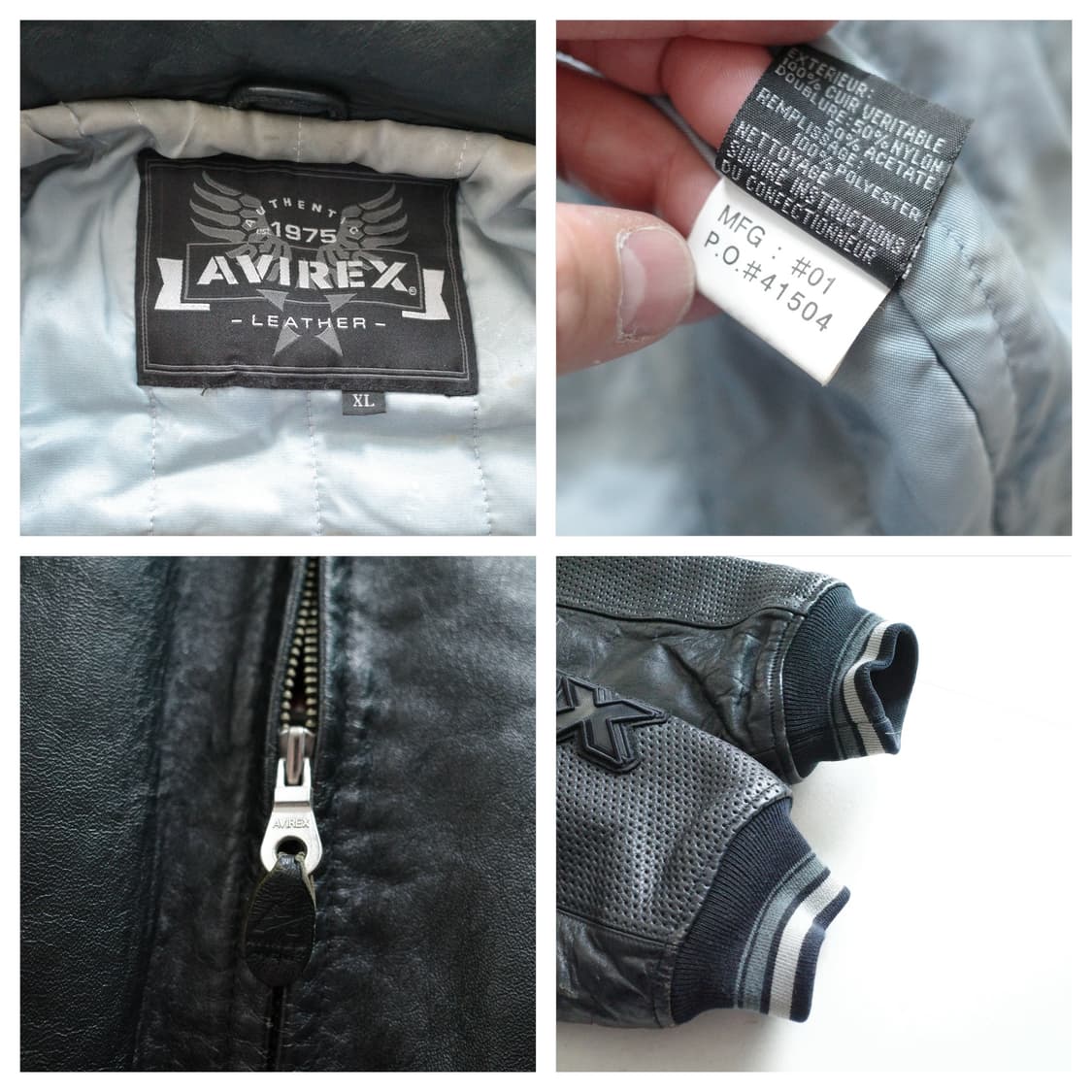 00s 아비렉스 독수리 리얼 레더 바시티 자켓 XL 상품이미지6