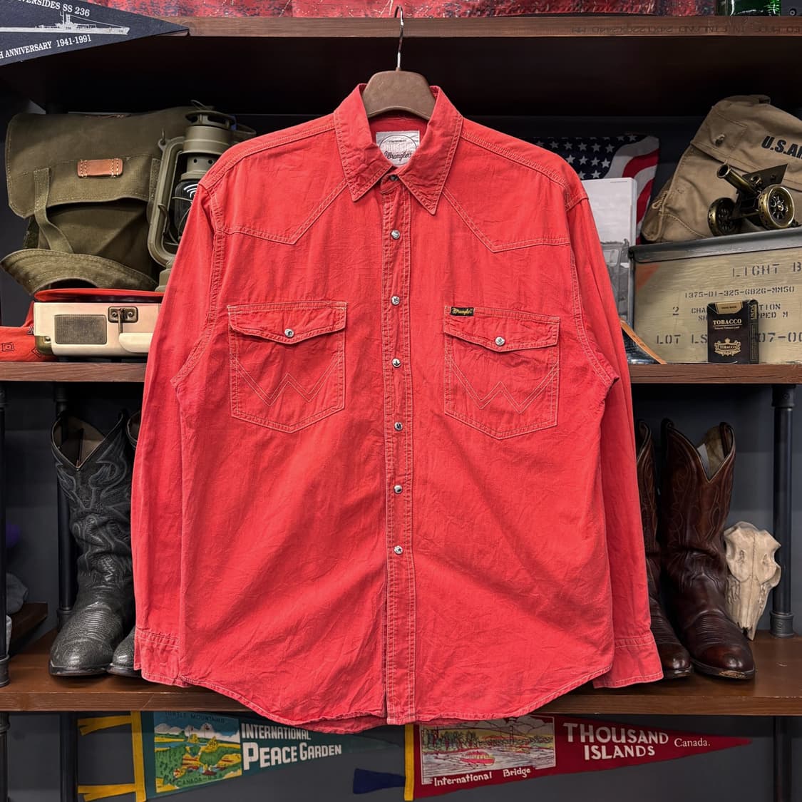 80s 랭글러 어센틱 스티치라인 웨스턴 포켓셔츠 N443 상품이미지1