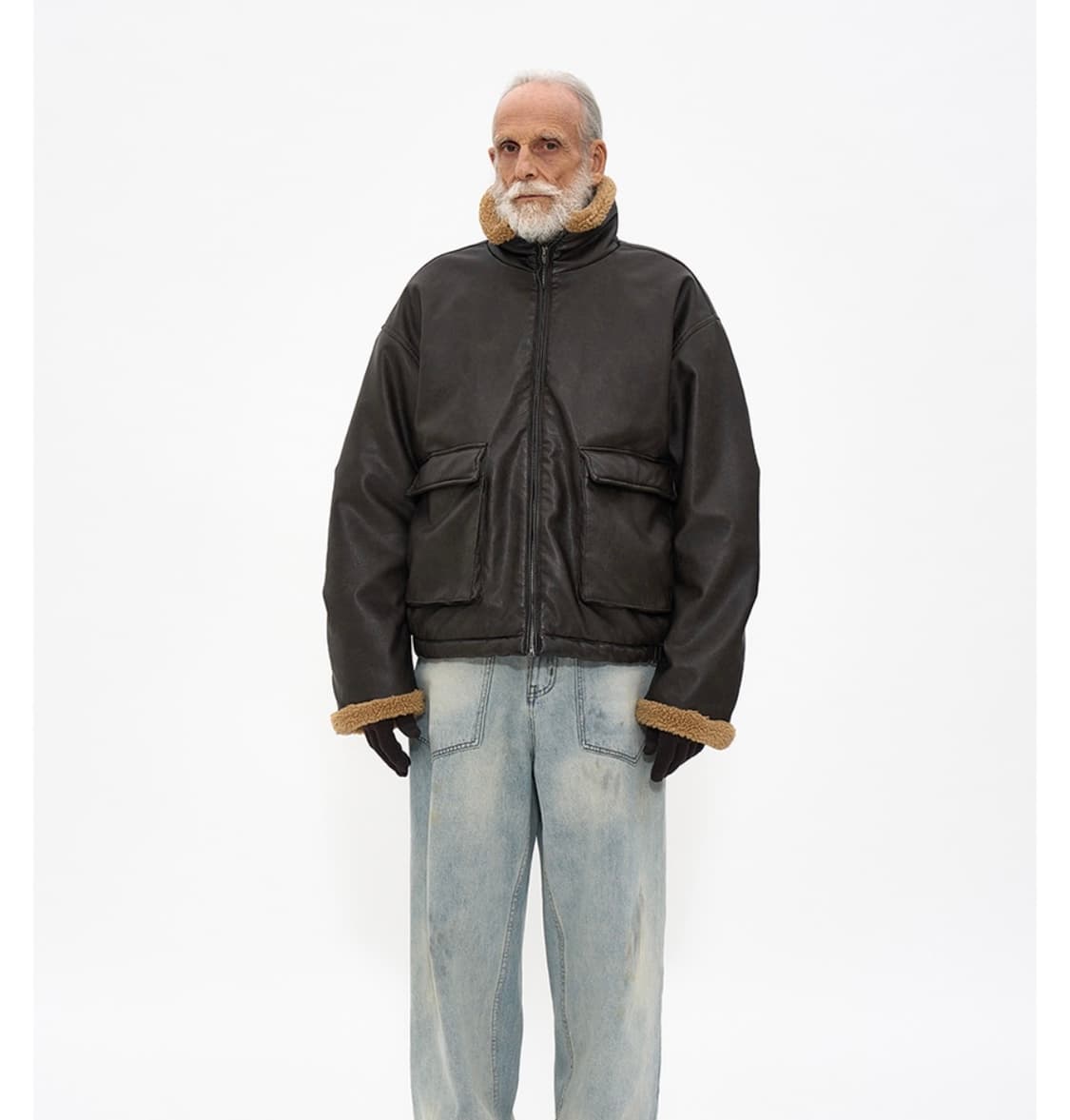 파르티멘토 레더 보아 플리스 무톤 자켓 브라운 상품이미지4