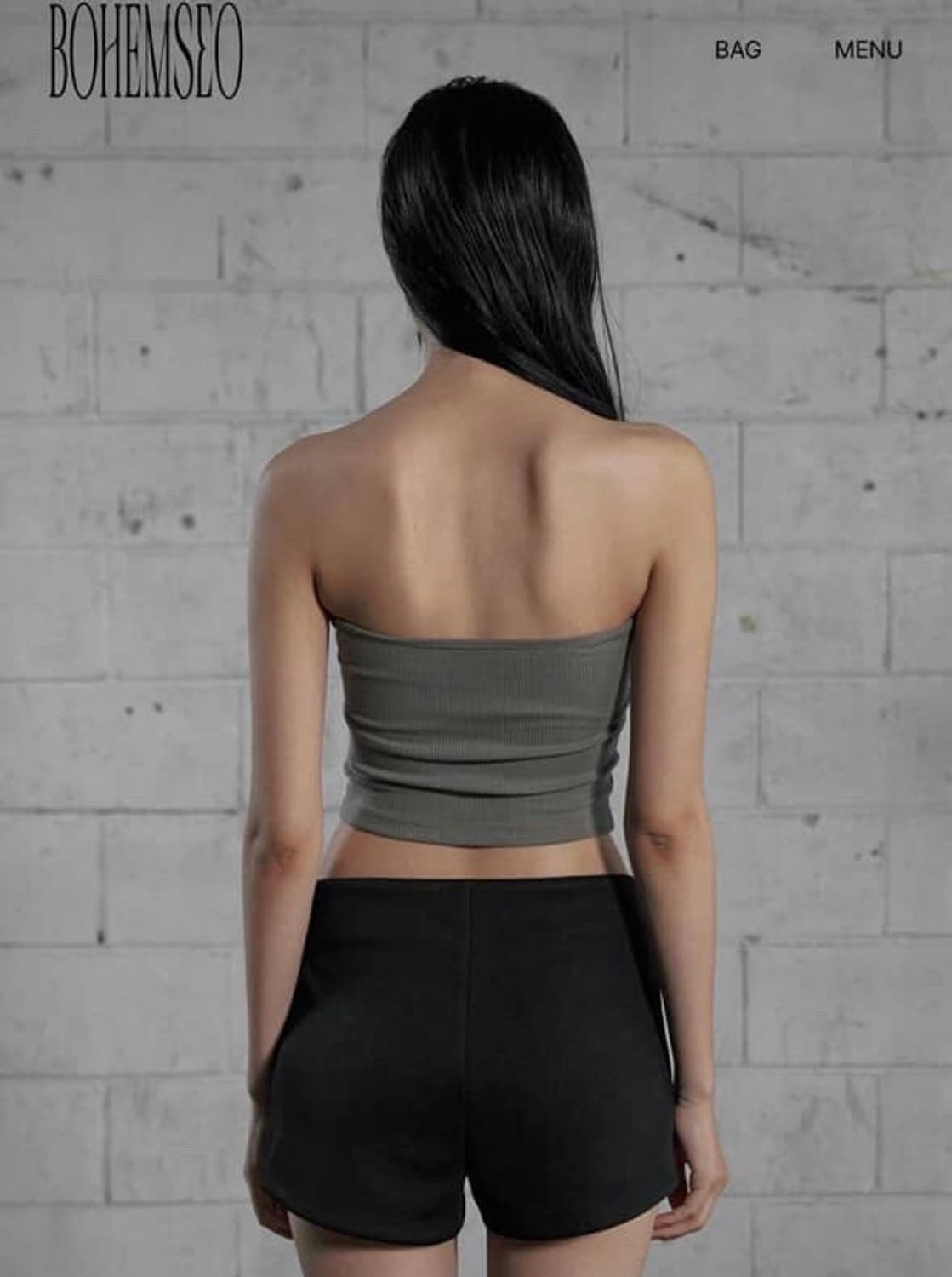 보헤미안서울 베이직 튜브 탑 카키 상품이미지3