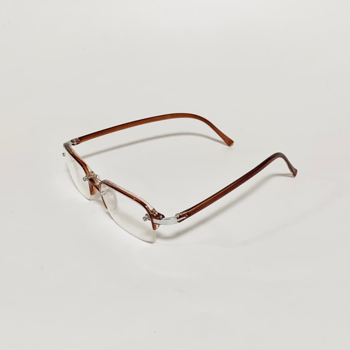 944 빈티지안경 데드스탁 투명 젤리 반무테 안경 브라운 펄그레이 클리어 상품이미지3