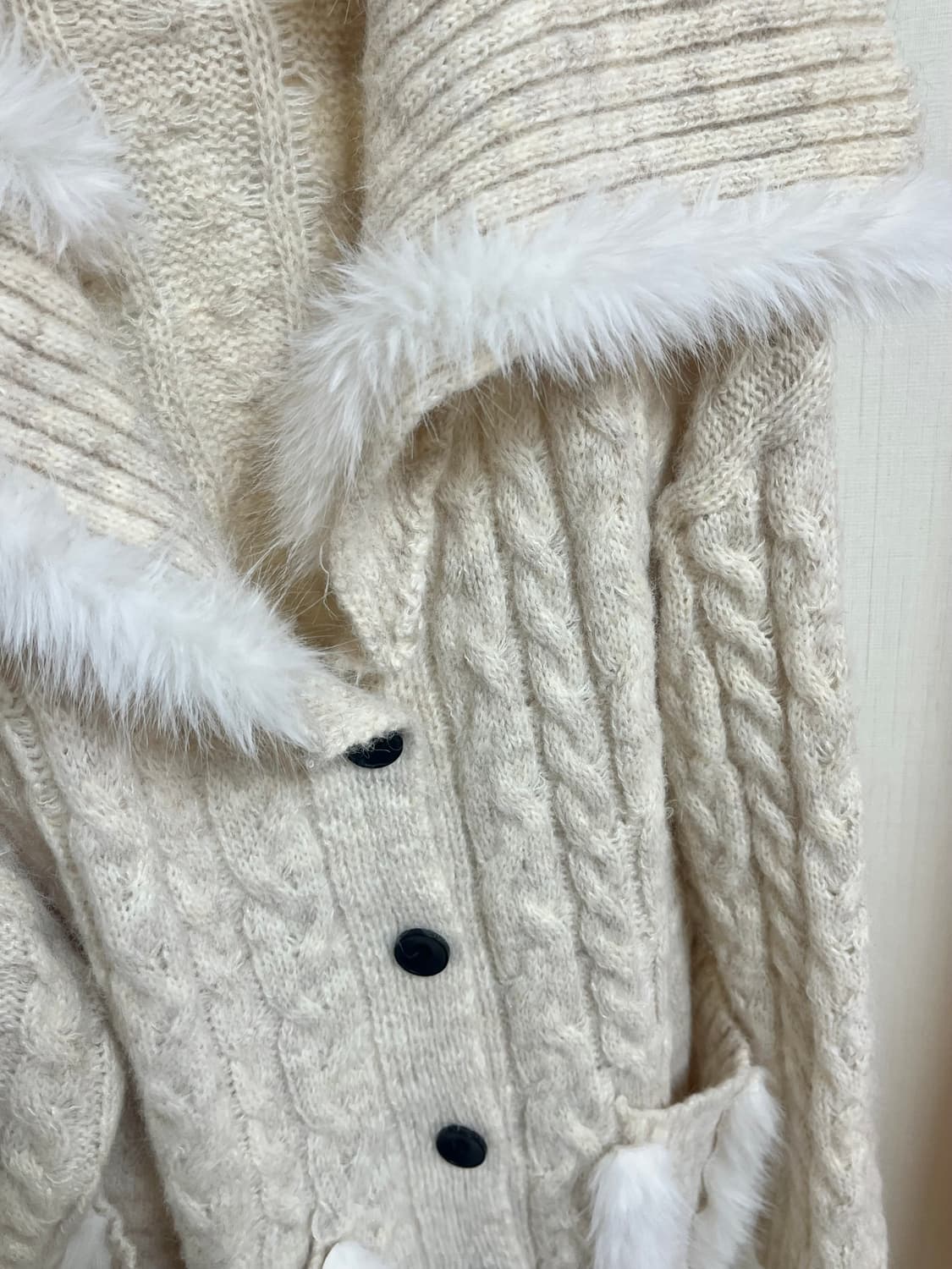 달천깔 모리걸 사와코 히메갸루 베이지 니트 가디건 상품이미지3