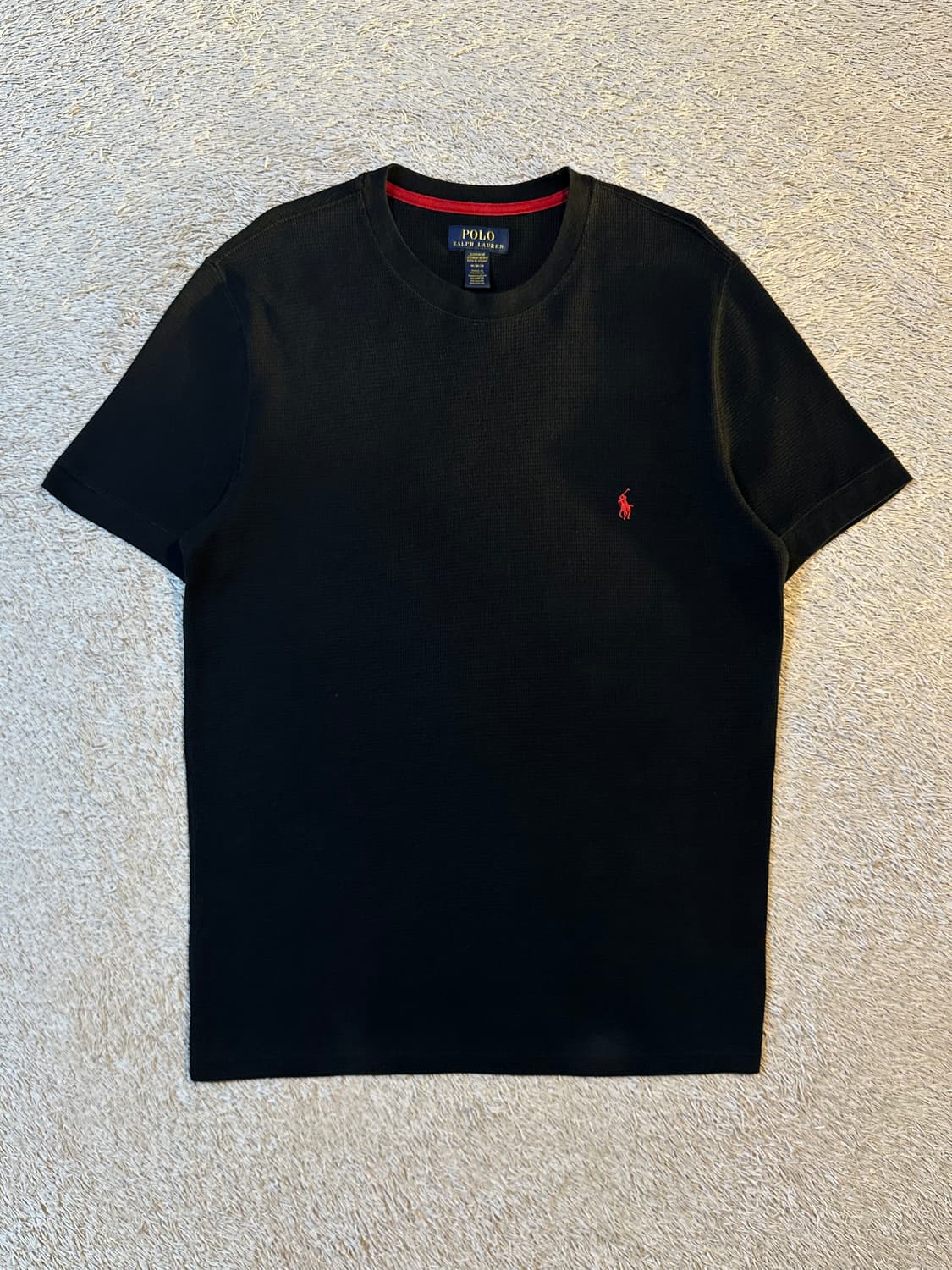 폴로 랄프로렌 POLO 신형 와플 니트 반팔 티셔츠 블랙 상품이미지1