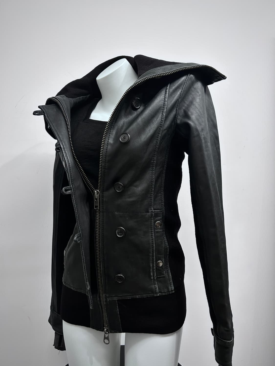 Nicholas K 아티저널 하이넥 더블 크로징하이브리드 자켓 상품이미지7