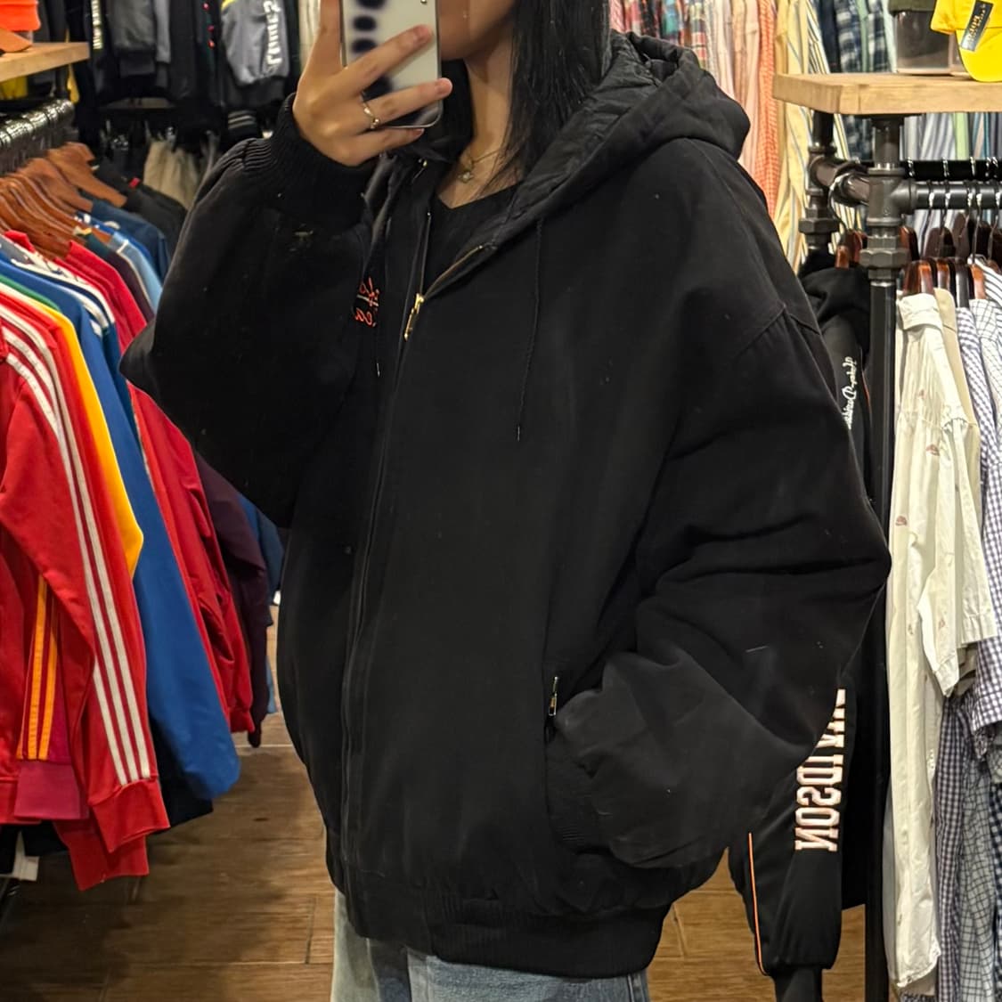 [HI] 트라이마운틴 레이싱 자수 워크자켓 블랙 상품이미지3