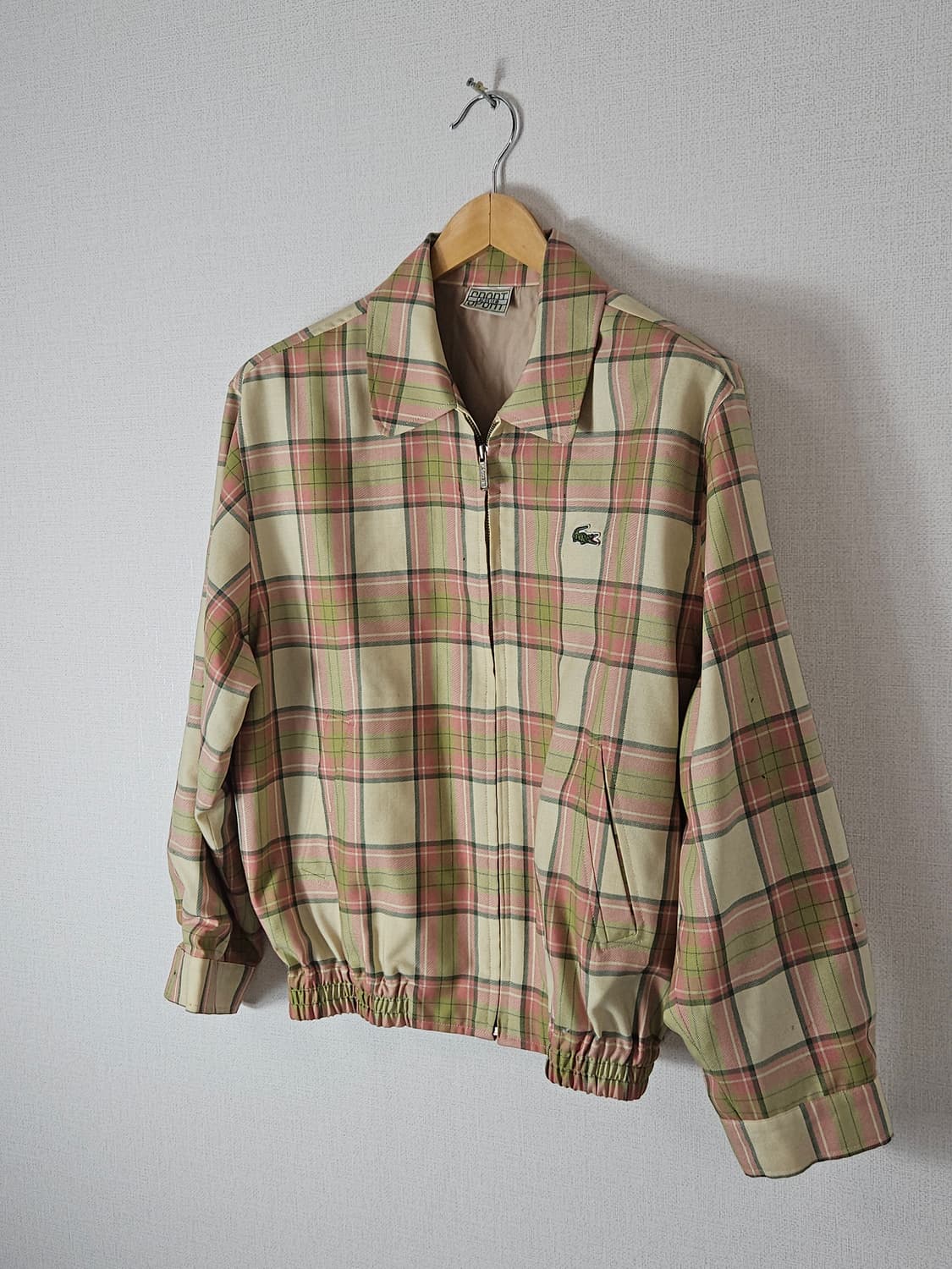 90s 라코스테 스포츠 체크 블루종 코튼 자켓 정품 빈티지 95 상품이미지2