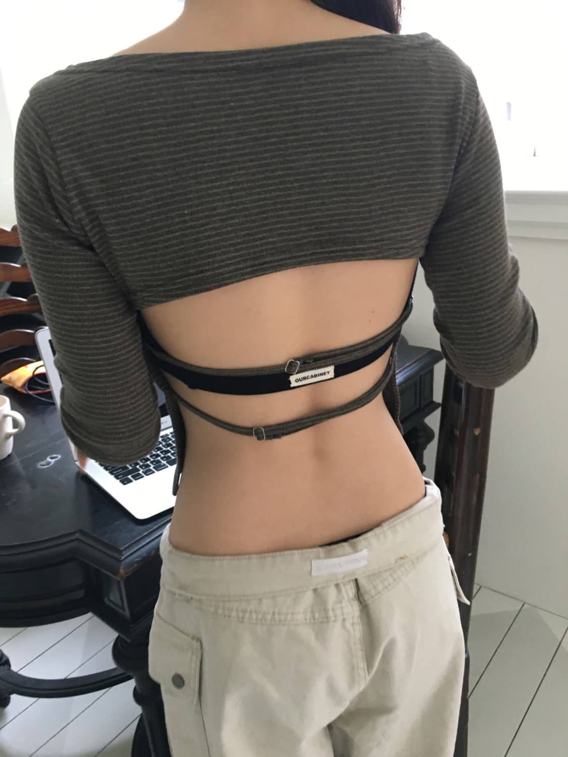 아워캐비넷 메이드 julia stripe open 티셔츠 상품이미지3