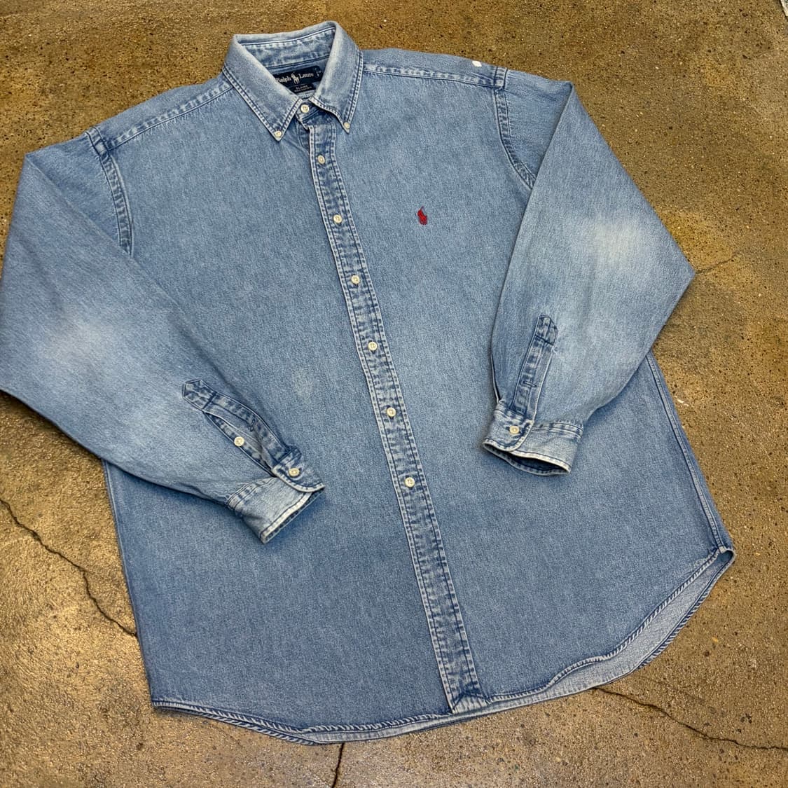 90s 미국 빈티지 폴로랄프로렌 청남방 청셔츠 데님셔츠 상품이미지2