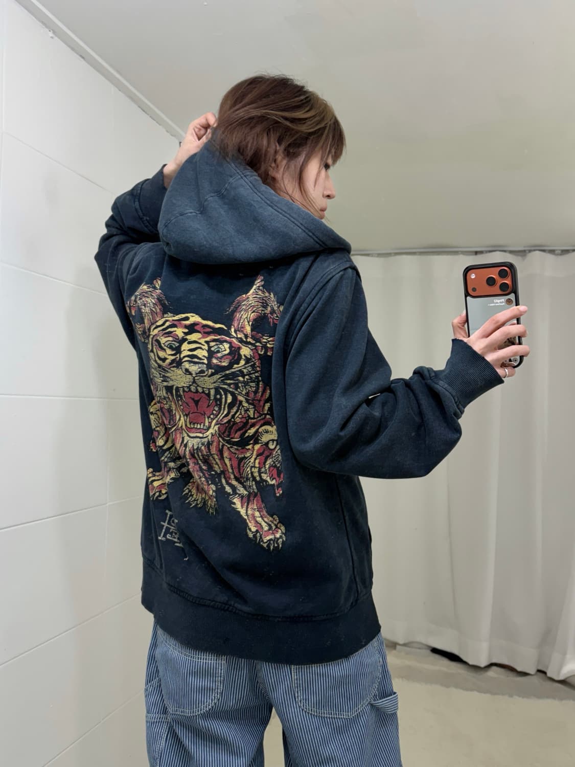 에드 하디 오리엔탈 호랑이 프린팅 그런지 후드집업 상품이미지2