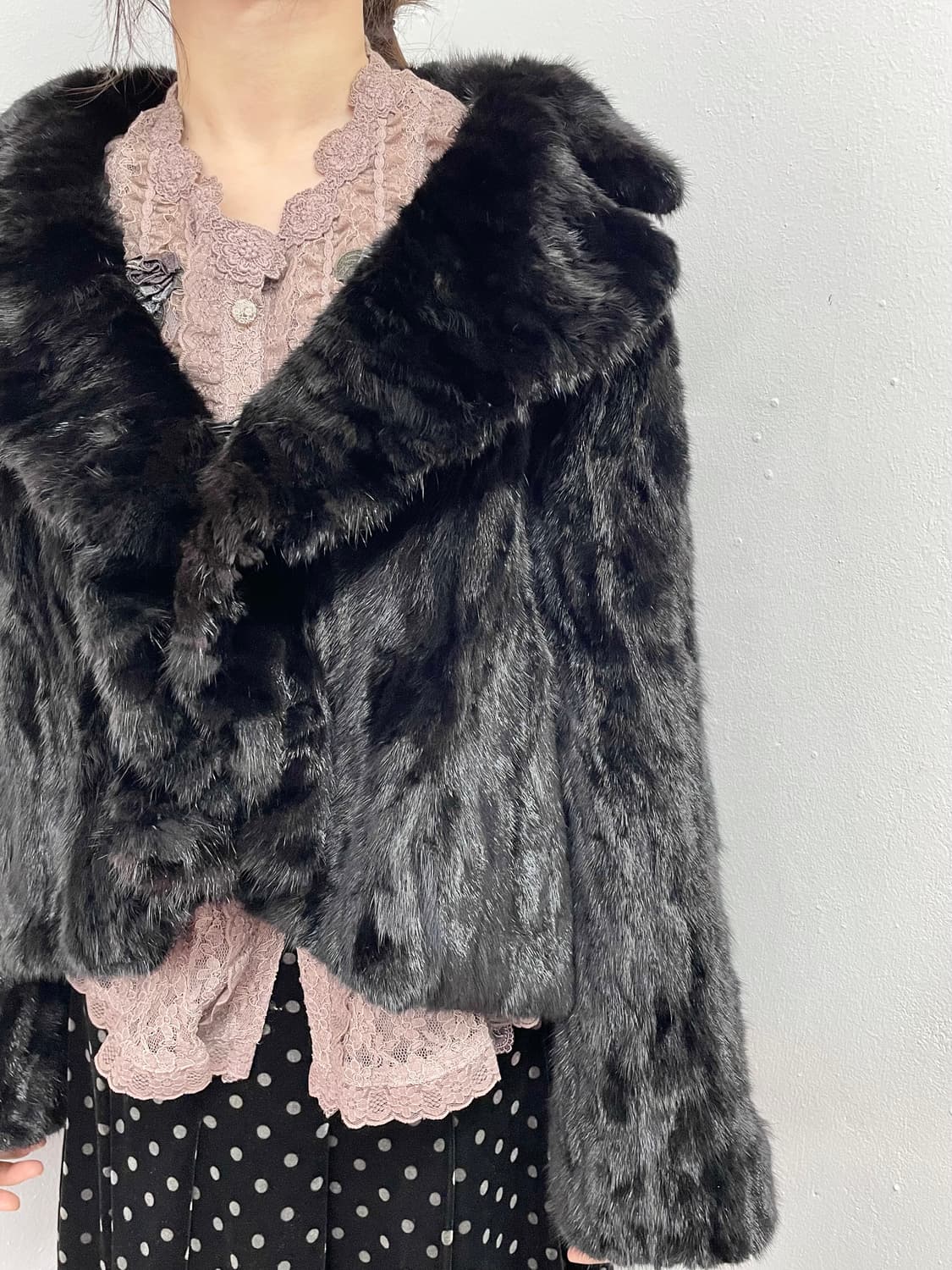 밍크 카라 프릴 퍼자켓 상품이미지3