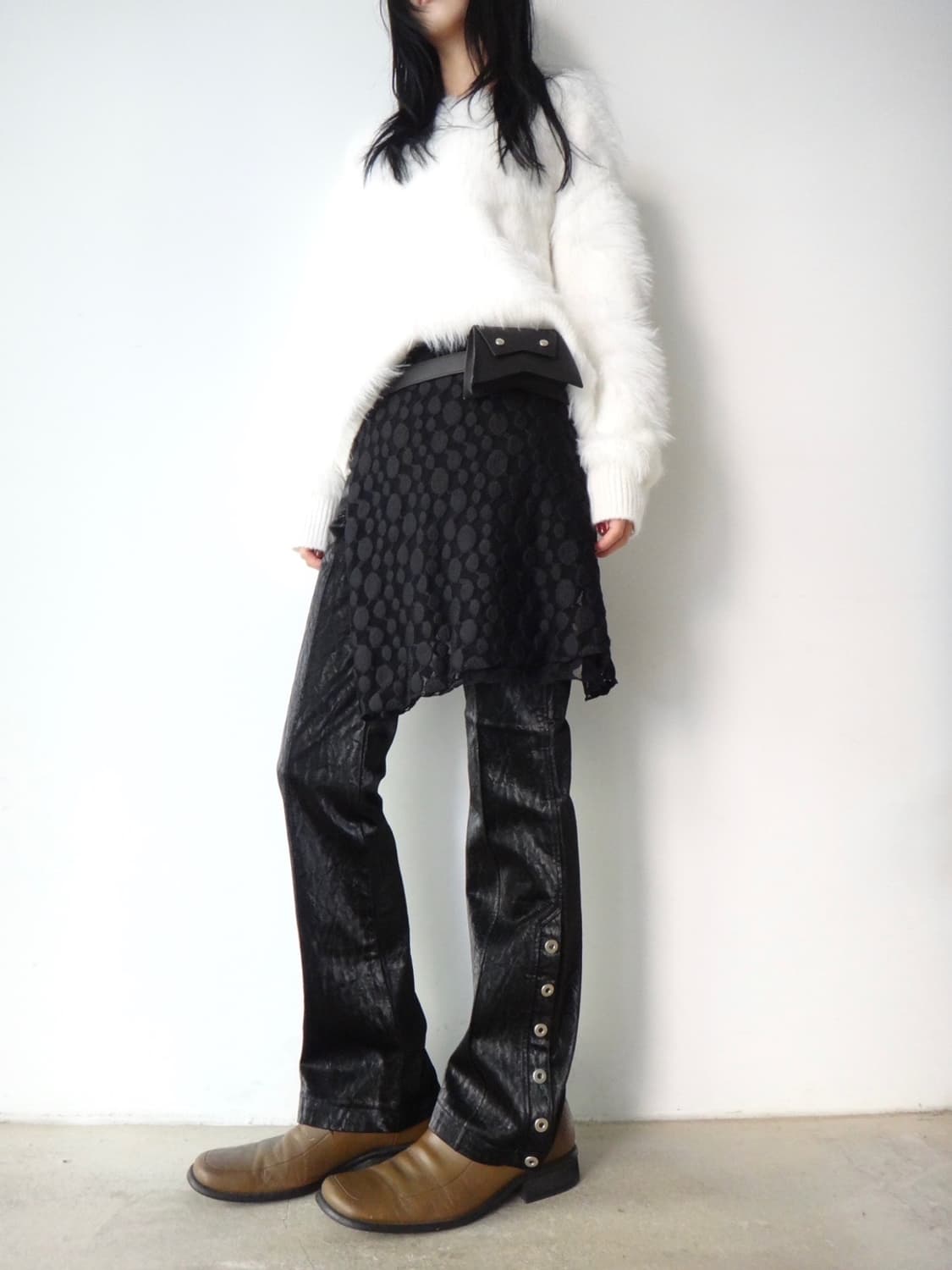 Fur trimming feminine knit / white 상품이미지3