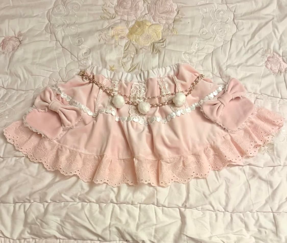 라떼갸루 히메갸루 리즈리사깔 핀터깔 폼폼이 벨트 리본 펀칭 큐롯 상품이미지1