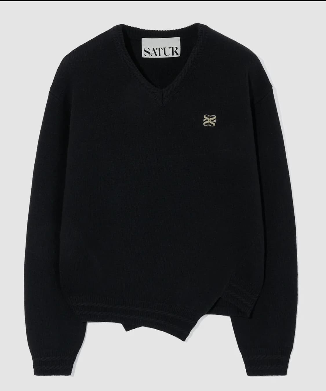 [세터] 더블린 언발란스 브이넥 니트 클래식 블랙 상품이미지1