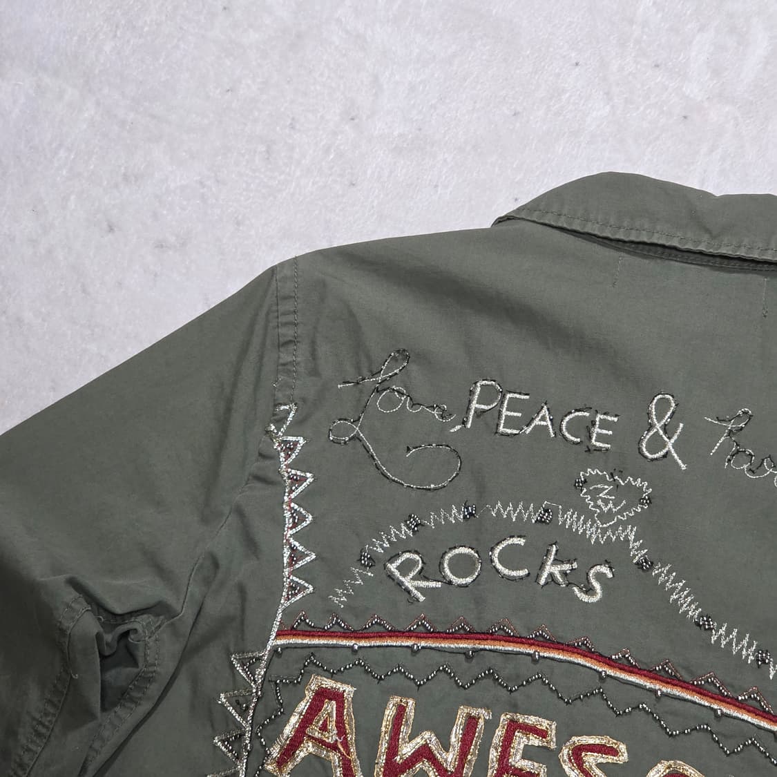 자라 우먼스 자수 큐빅 카키 자켓 상품이미지2