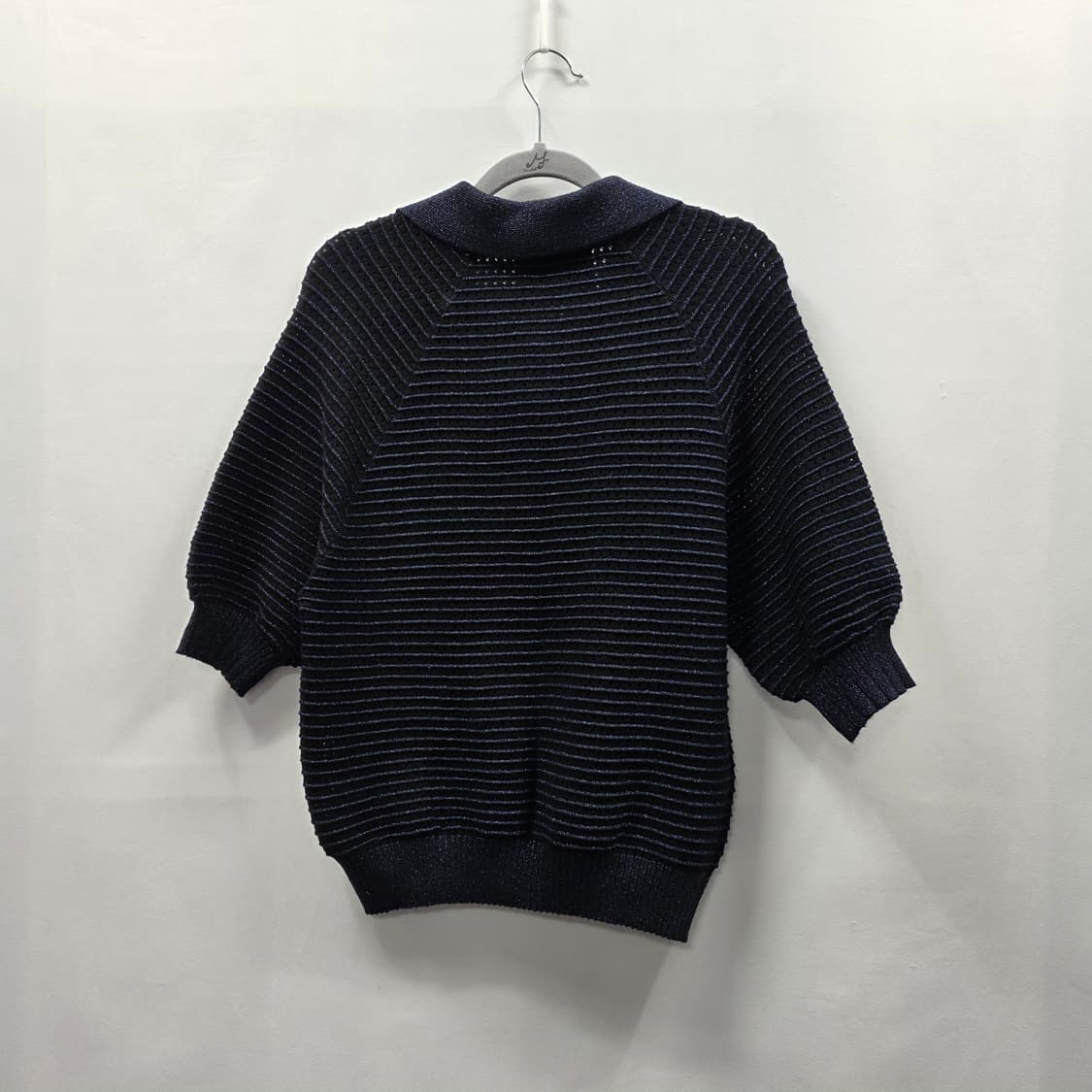 0176 칼 라거펠트 라비에라 카라 네이비 반팔 니트 66 상품이미지2