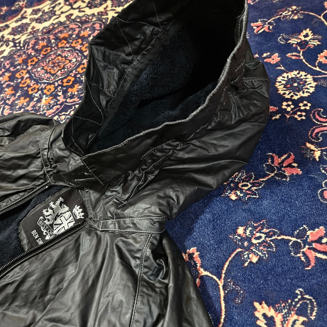 벤셔먼 00's 나일론 왁싱 바이커 후드 숏 자켓 상품이미지3