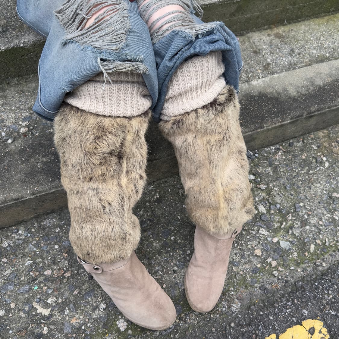 00s Y2K 베티 뮬러 토끼털 롱부츠 상품이미지9