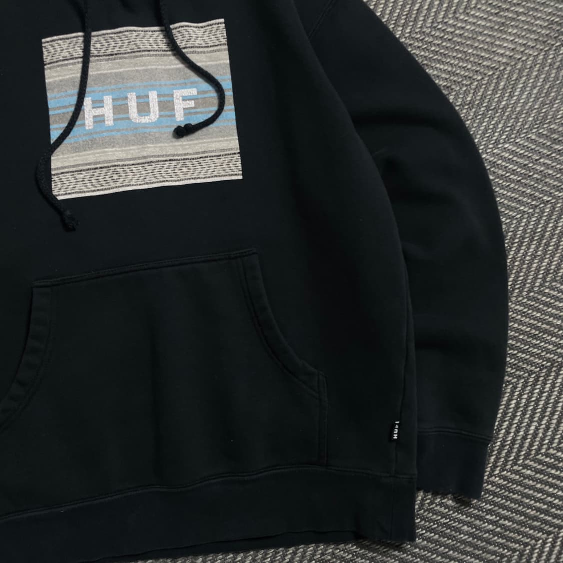 HUF 빅로고 박시핏 블랙 후드 티셔츠o 4749 상품이미지2