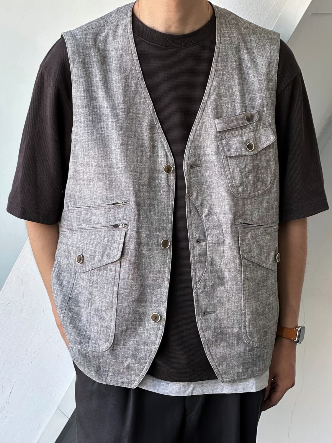Washed fabric design work vest 상품이미지6