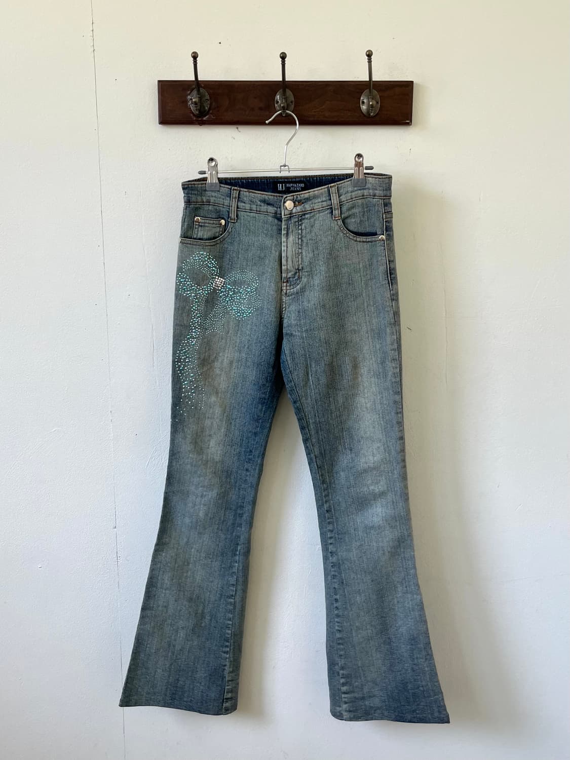 HAPHAZARD JEANS 리본큐빅 데님팬츠 상품이미지1