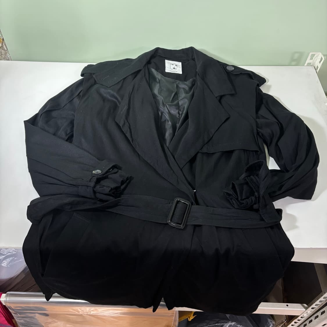 우먼OS 스튜디오톰보이 블랙 로브 레이온 트렌치코트 상품이미지2