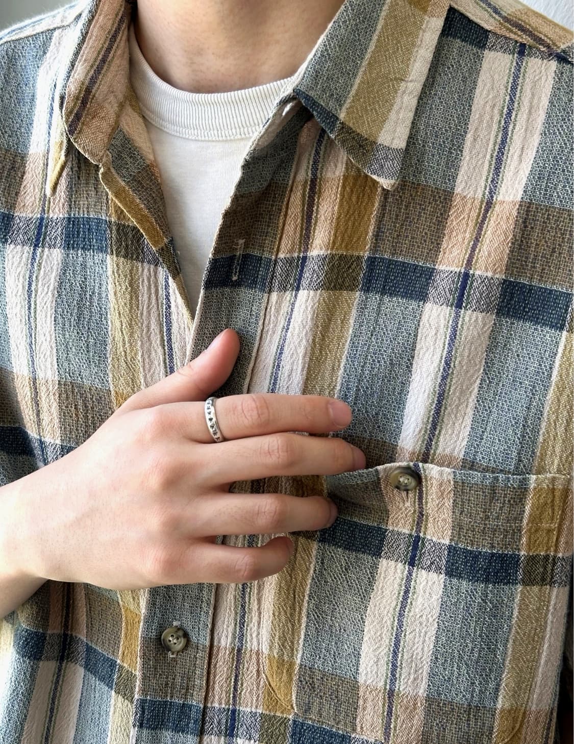 Natural cotton woven fabric H/S shirt 상품이미지6