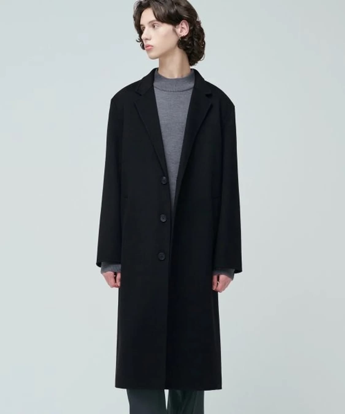 무탠다드 캐시미어 블렌드 핸드메이드 사이드 슬릿 롱 코트 상품이미지1